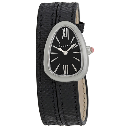 Bvlgari Serpenti Black Dial Ladies Double Wrap Leather Watch 102782
