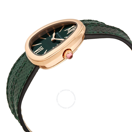 Bvlgari Serpenti Green Dial Double-Twirl Leather Ladies Watch 102726