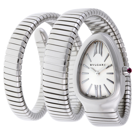 Bvlgari Serpenti Tubogas Silver Opaline Dial Ladies Watch 101911