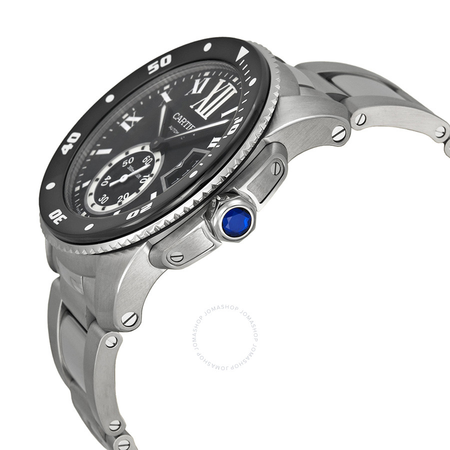Cartier Calibre de  Diver Black Dial Steel Men's Watch W7100057