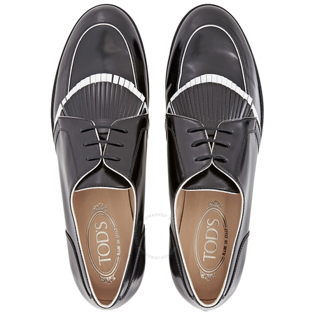 Tod's Womens Leather Lace-Up  Shoes in Black/ White XXW0VK0L4907LW0002