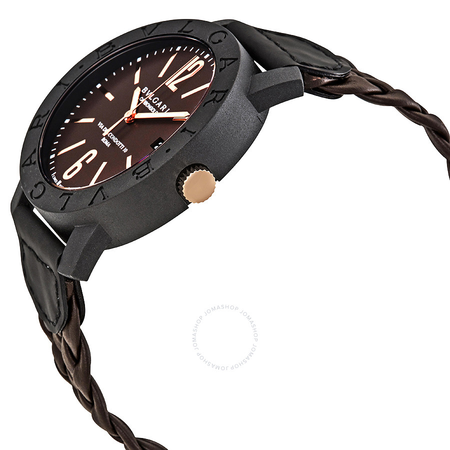 Bvlgari Automatic Brown Dial Brown Leather Men's Watch 102633
