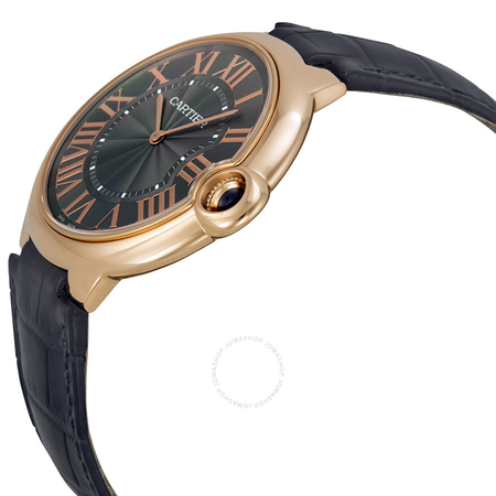 Cartier Ballon Bleu Mechanical Grey Dial Black Leather Strap Men's Watch W6920089