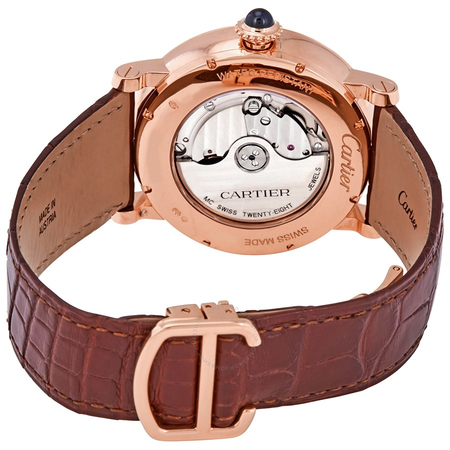 Cartier Rotonde Silvered Guilloche Dial Men's 18kt Rose Gold Watch W1556240