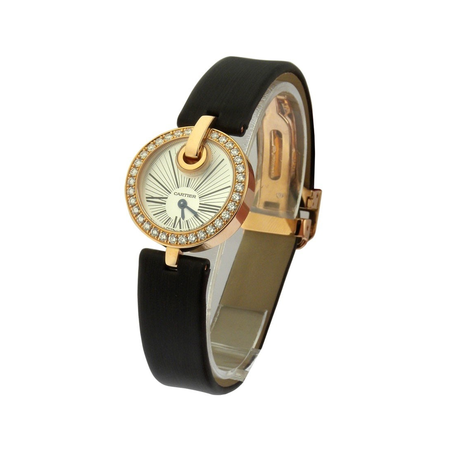 Cartier Captive Silver Dial Brown Satin Strap Diamond Ladies Watch WG600007