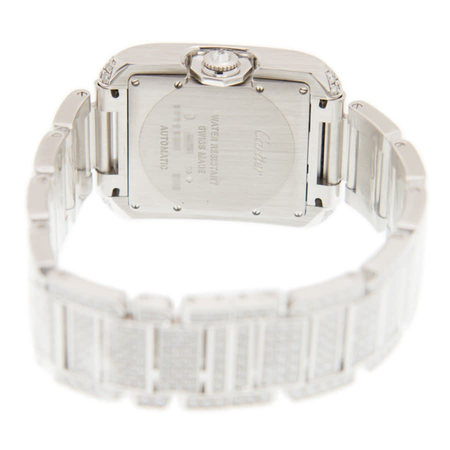 Cartier Tank Anglaise Diamond Pave 18kt White Gold Automatic Men's Watch HPI00561
