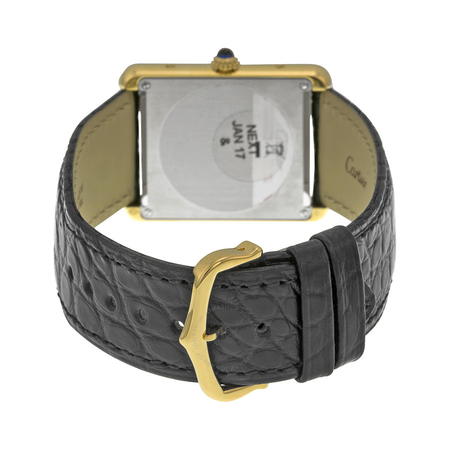 Cartier Tank Solo Silver Dial 18kt Yellow Gold Black Leather Unisex Watch W5200004