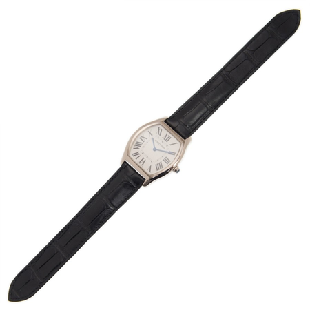 Cartier Tortue Silver Dial 18k White Gold Men's Watch WGTO0003