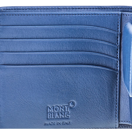 Montblanc Meisterstuck 4cc Wallet- Black/ Light Blue 118300