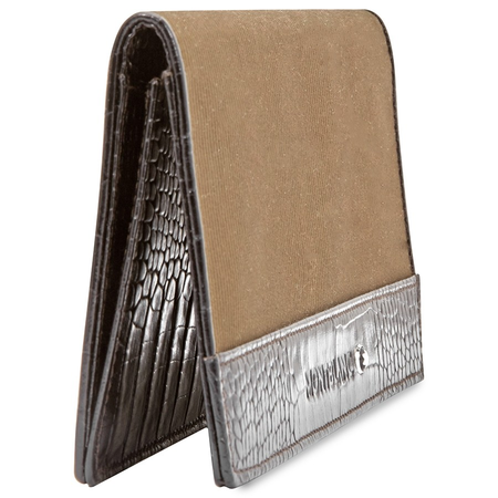 Montblanc Nightflight 6cc Leather/Fabric Wallet- Khaki Brown 103609