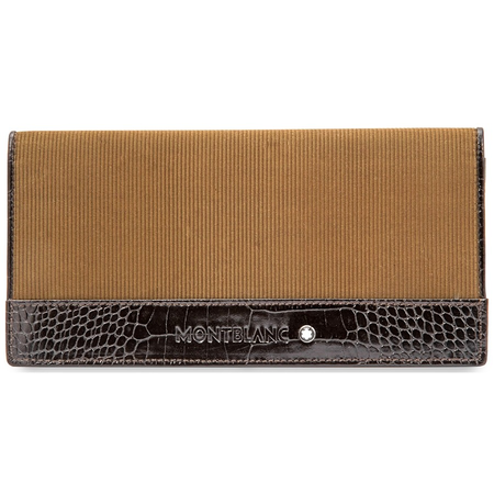 Montblanc Nightflight 6cc Leather/Fabric Wallet- Khaki Brown 103609