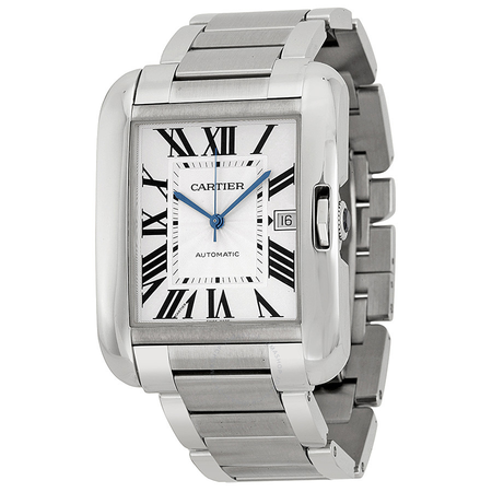 Cartier Tank Anglaise Silver Dial Stainless Steel Men's Watch W5310008