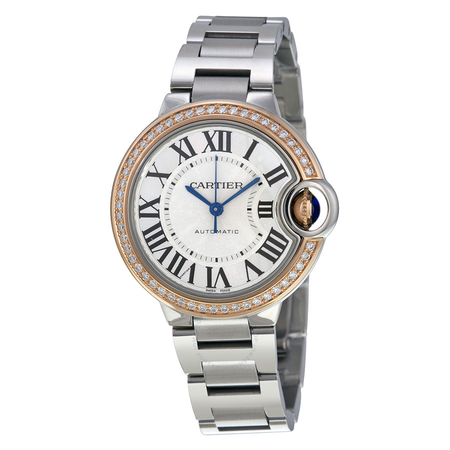 Cartier Ballon Bleu Silver Dial Stainless Steel Diamond Ladies Watch WE902080