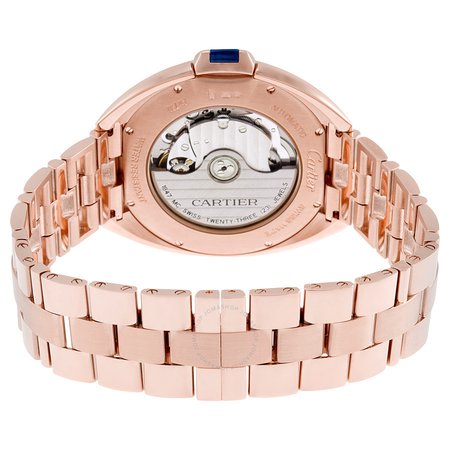 Cartier Cle Silvered Flinque Dial 18kt Rose Gold Men's Watch WGCL0002