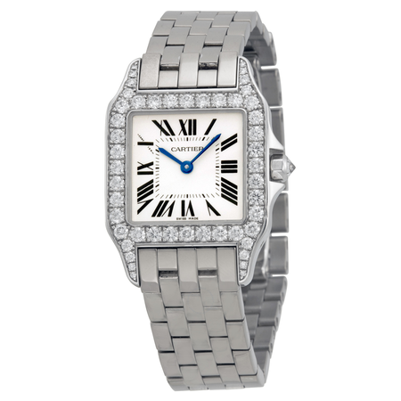 Cartier Santos Demoiselle 18kt White Gold Diamond Large Ladies Watch WF9004Y8