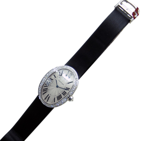 Cartier Baignoire Manual Wind Diamond Bezel 18 kt White Gold Ladies Watch WB520009