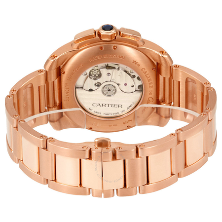 Cartier Calibre de  Automatic Silver Dial 18kt Pink Gold Men's Watch W7100047