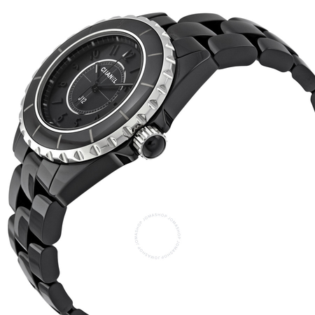 Chanel J12 Black Dial Black Ceramic Ladies Watch H3828