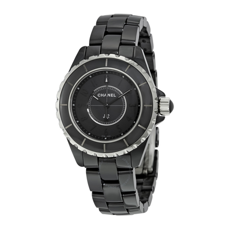 Chanel J12 Black Dial Black Ceramic Ladies Watch H3828