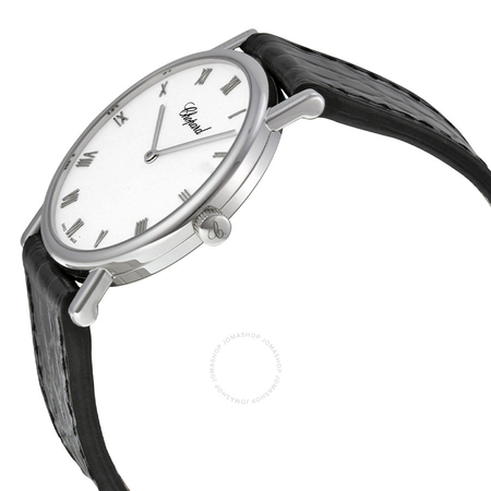 Chopard Classique Homme White Dial 18kt White Gold Black Leather Ladies Watch P 163154-1001