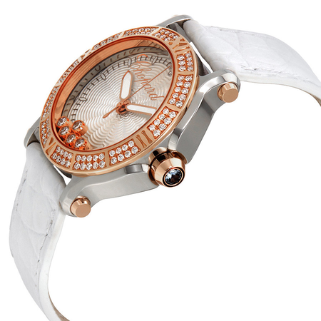 Chopard Happy Sport Silver-Toned Guilloche Diamond Dial Ladies Watch 278551-6003