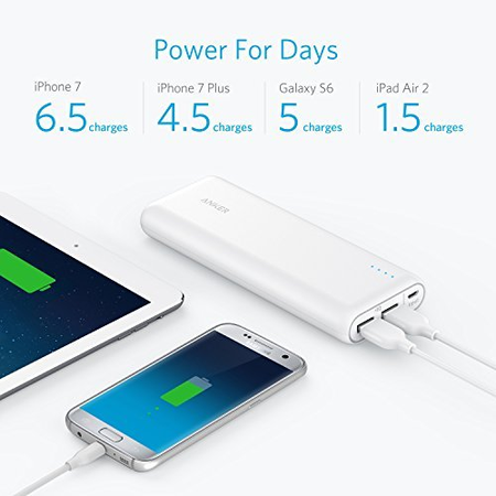 Anker PowerCore 20100 - 20000mAh Ultra High Capacity Power Bank with Powerful 4.8A Output, PowerIQ Technology for iPhone, iPad and Samsung Galaxy and More (White)