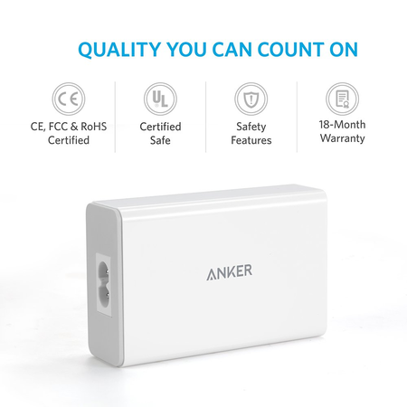Anker 60W 6-Port USB Wall Charger, PowerPort 6 for iPhone 7 / 6s / Plus, iPad Pro / Air 2 / mini, Galaxy S7 / S6 / Edge / Plus, Note 5 / 4, LG, Nexus, HTC and More
