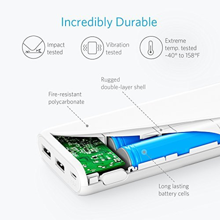 Anker PowerCore 20100 - 20000mAh Ultra High Capacity Power Bank with Powerful 4.8A Output, PowerIQ Technology for iPhone, iPad and Samsung Galaxy and More (White)