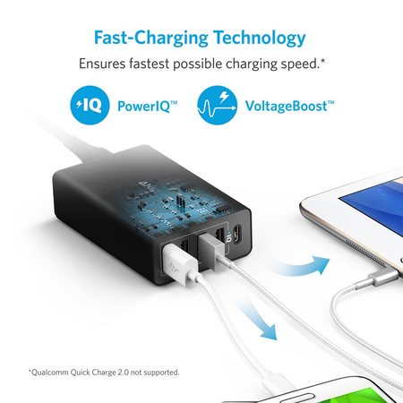 Anker USB Type-C 40W 5-Port USB Wall Charger, PowerPort 5 for iPhone 7 / 6s / Plus, iPad Pro / Air 2 / mini, Galaxy S7 / S6 / Edge / Plus, Note 5 / 4, LG, Nexus, HTC and More