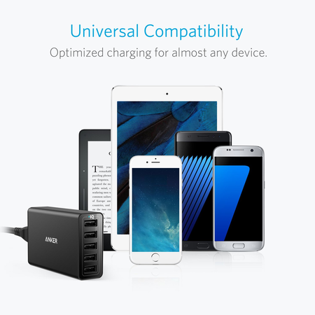 Anker 40W/8A 5-Port USB Charger PowerPort 5, Multi-Port USB Charger for iPhone 6/6 Plus, iPad Air 2/Mini 3, Samsung Galaxy S6/S6 Edge and More
