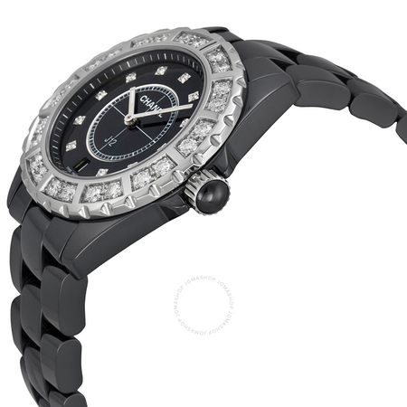 Chanel J12 Diamond Dial Black Ceramic Quartz Unisex Watch H2428