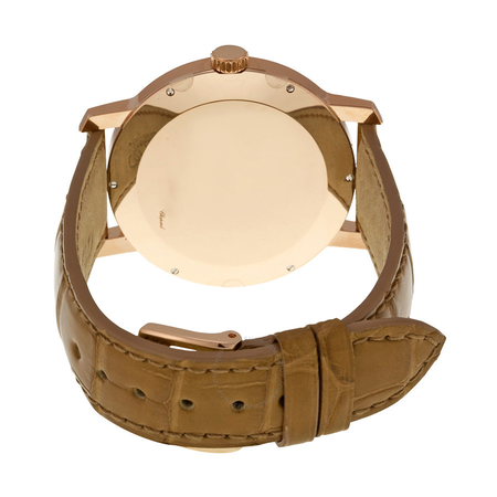 Chopard White Dial 18kt Rose Gold Brown Leather Men's Watch 161278-5005