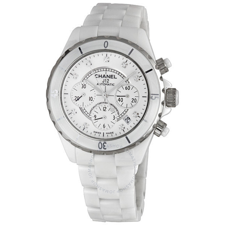 Chanel J12 White Ceramic Diamond Dial Chronograph Unisex Watch H2009