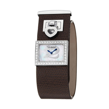 Chopard Happy Diamonds Mother Of Pearl Dial Brown Leather Ladies Watch 208503-2001