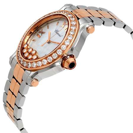 Chopard Happy Sport Oval Diamond 18 kt Rose Gold and Stainless Steel Ladies Watch 27/8546-6004