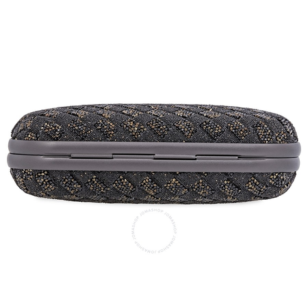 Bottega Veneta Woven Metallic Leather Clutch- Black 113085 VCLO0