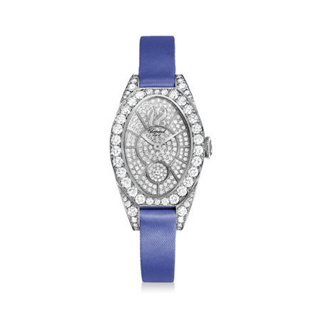 Chopard Classique Femme Diamond 18k White Gold Blue Satin Ladies Watch 137228-1001