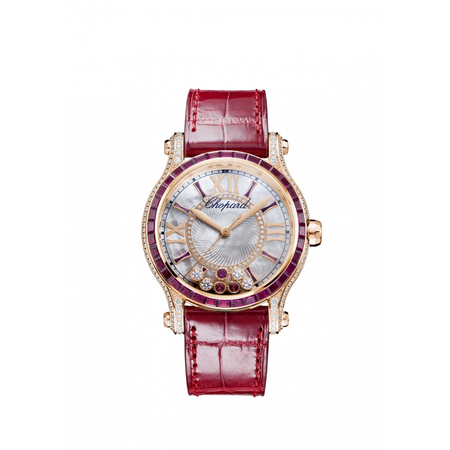 Chopard Happy Sport Mother of Pearl with Diamonds and Rubies Dial Ladies Watch 274891-5004