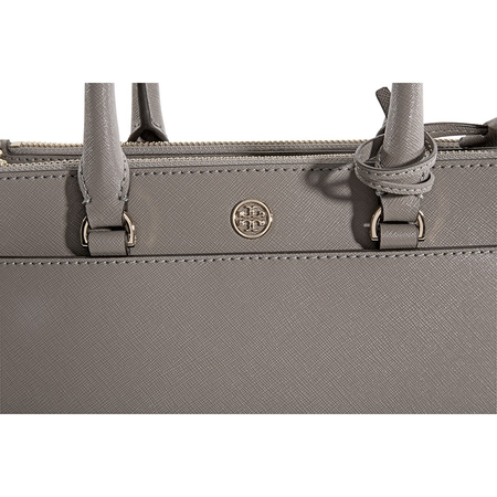 Tory Burch Robinson Small Double-Zip Tote - Gray Heron 46331-082