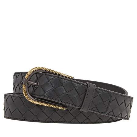 Bottega Veneta Ladies Black 30 mm 'Intrecciato' Belt 451863 VO0A7 1000