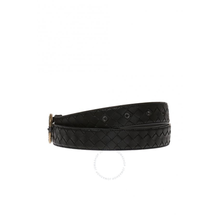 Bottega Veneta Ladies Black 30 mm 'Intrecciato' Belt 451863 VO0A7 1000