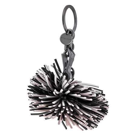 Bottega Veneta Ladies Keycase Gray/Black KeycKeyring Fringe 531971 VBLO0 1950