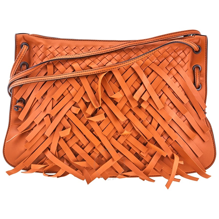 Bottega Veneta Ladies Leather Orange Crossbody Bag 528284 VBK50 8646
