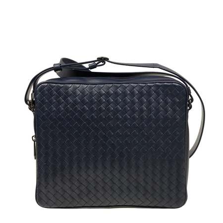 Bottega Veneta Men's Medium Square Messenger Bag in Dark Blue 410667 V4651 4013