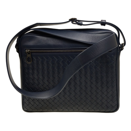Bottega Veneta Men's Medium Square Messenger Bag in Dark Blue 410667 V4651 4013