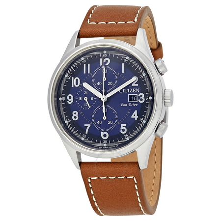 Citizen Chandler Blue Dial Men's Chronograph Leather Watch CA0621-05L