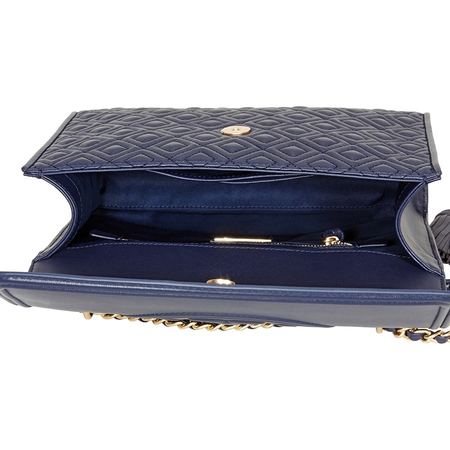 Tory Burch Fleming Convertible Leather Shoulder Bag- Navy 43833-403