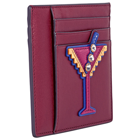 Tory Burch Martini Applique Square Card Case - Imperial Garnet 42846-609