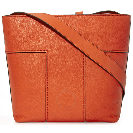 Tory Burch Block-T Pebbled Leather Tote- Spicy Orange 44700-801