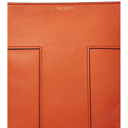 Tory Burch Block-T Pebbled Leather Tote- Spicy Orange 44700-801
